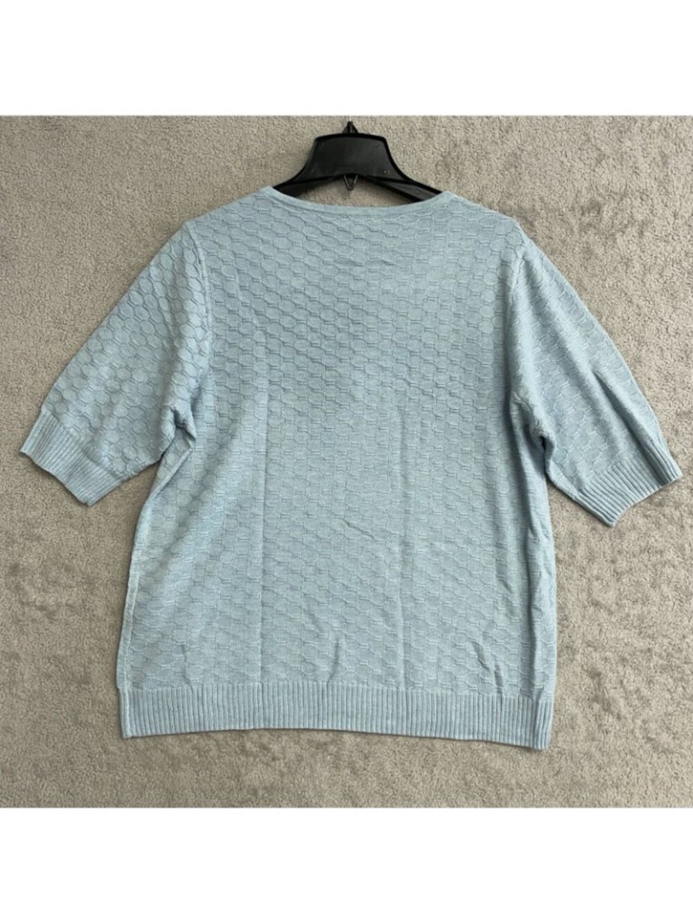 Nwt Ella Moss Women's Xl Textured Light Blue V-Neck Pullover Knit Top J1987 — image 5 of 8